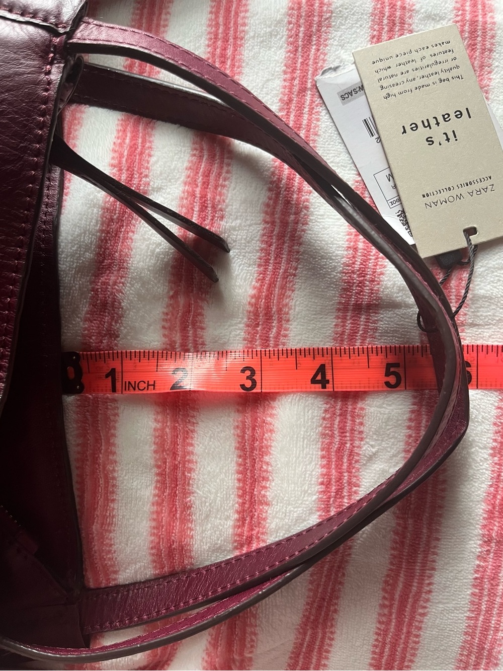 Zara Burgundy Leather Tote Bag - Picture 13 of 13